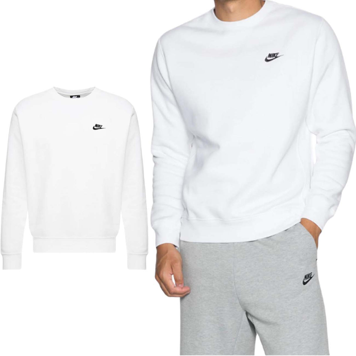 NIKE BV2666 100 SPORTSWEAR CLUB BLACK COTTON SWEATSHIRT