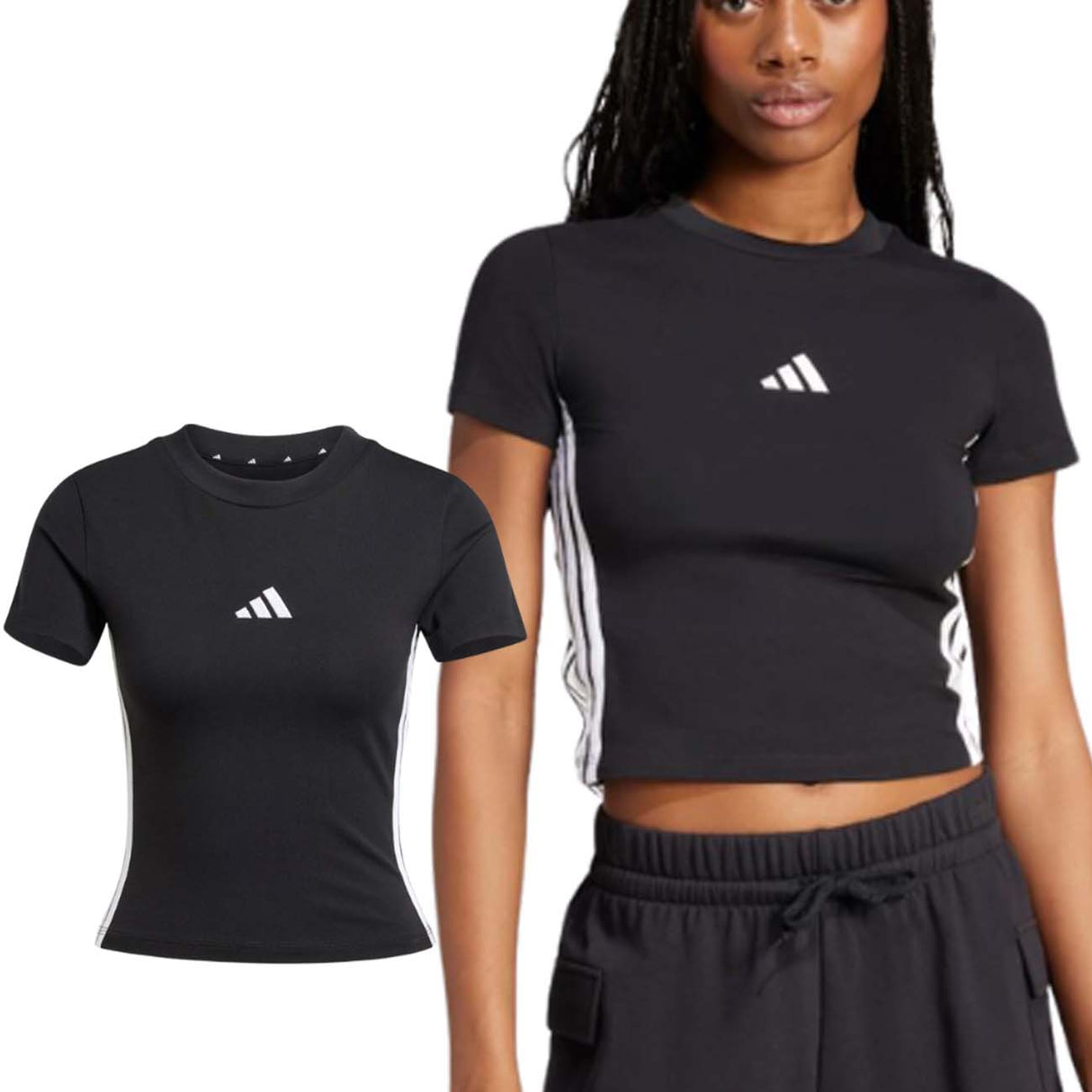 T-SHIRT DONNA ADIDAS JC8325 COTONE NERO