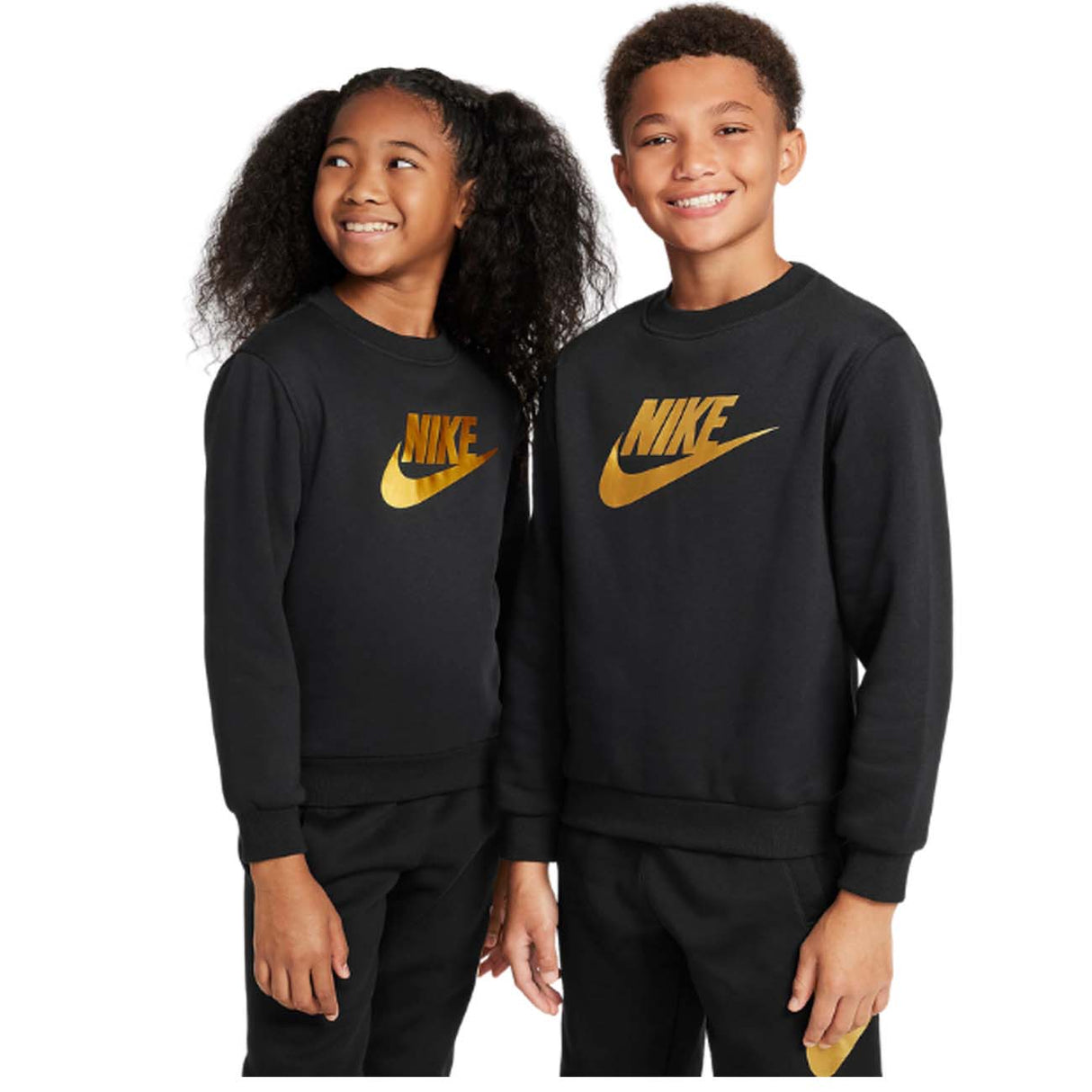 FELPA RAGAZZI NIKE HQ0975 010 SPORTWEAR COTONE FELPATO NERO