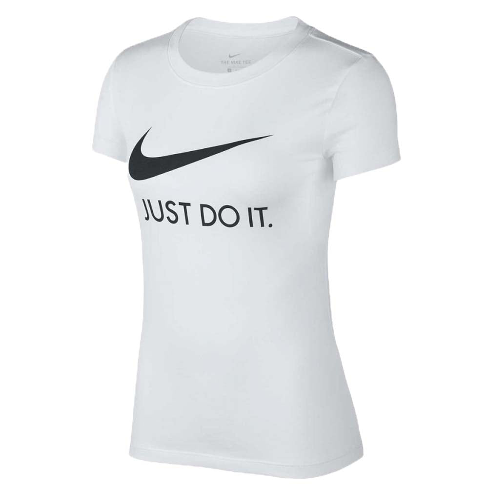-NIKE WOMEN'S CI1383 010 100 WHITE BLACK ROUND NECK T-SHIRT