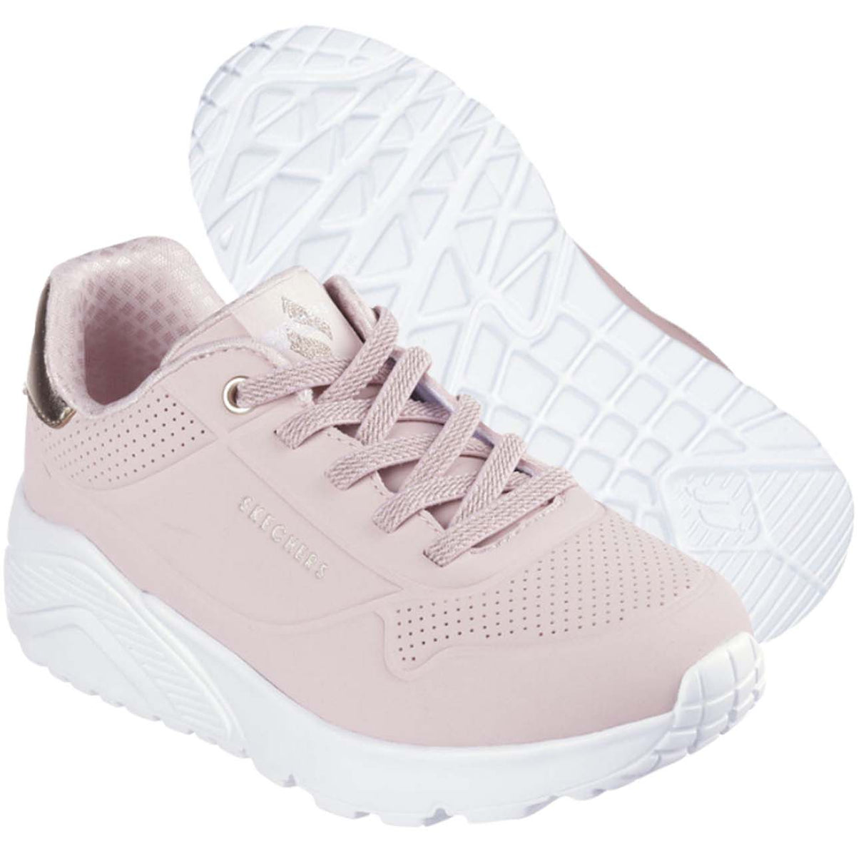 SCARPA SKECHERS RAGAZZE 310384L UNO LITE ROSA LACCI A MOLLA