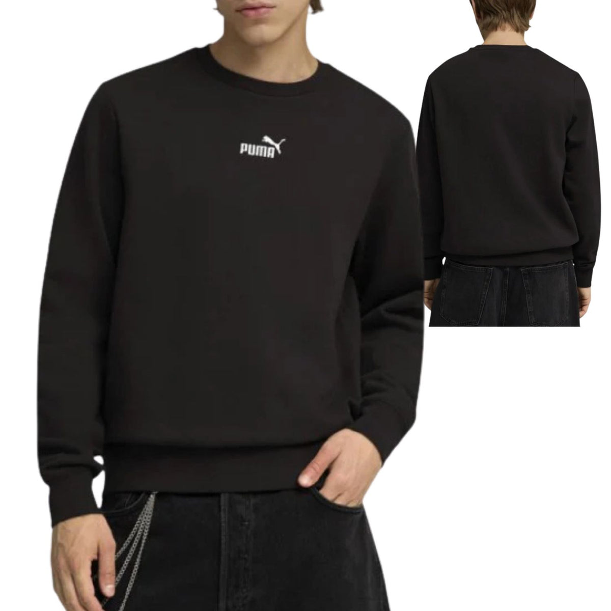 FELPA PUMA 692913 01 ESSENTIALS LOGO NERO COTONE FELPATO
