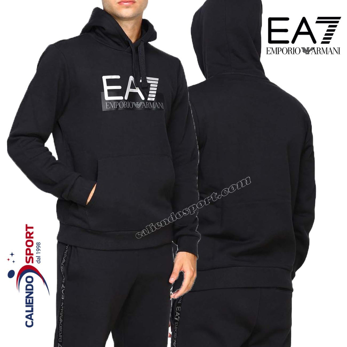 FELPA UOMO EMPORIO ARMANI 6GPM17PJ07Z NERO CON CAPPUCCIO