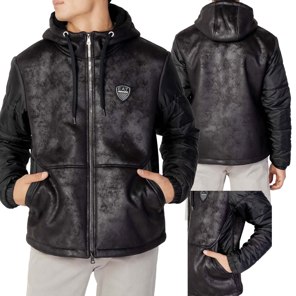 VESTE NOIRE À DOUBLE TISSU ARMANI EA7 6LPBA5PN54Z