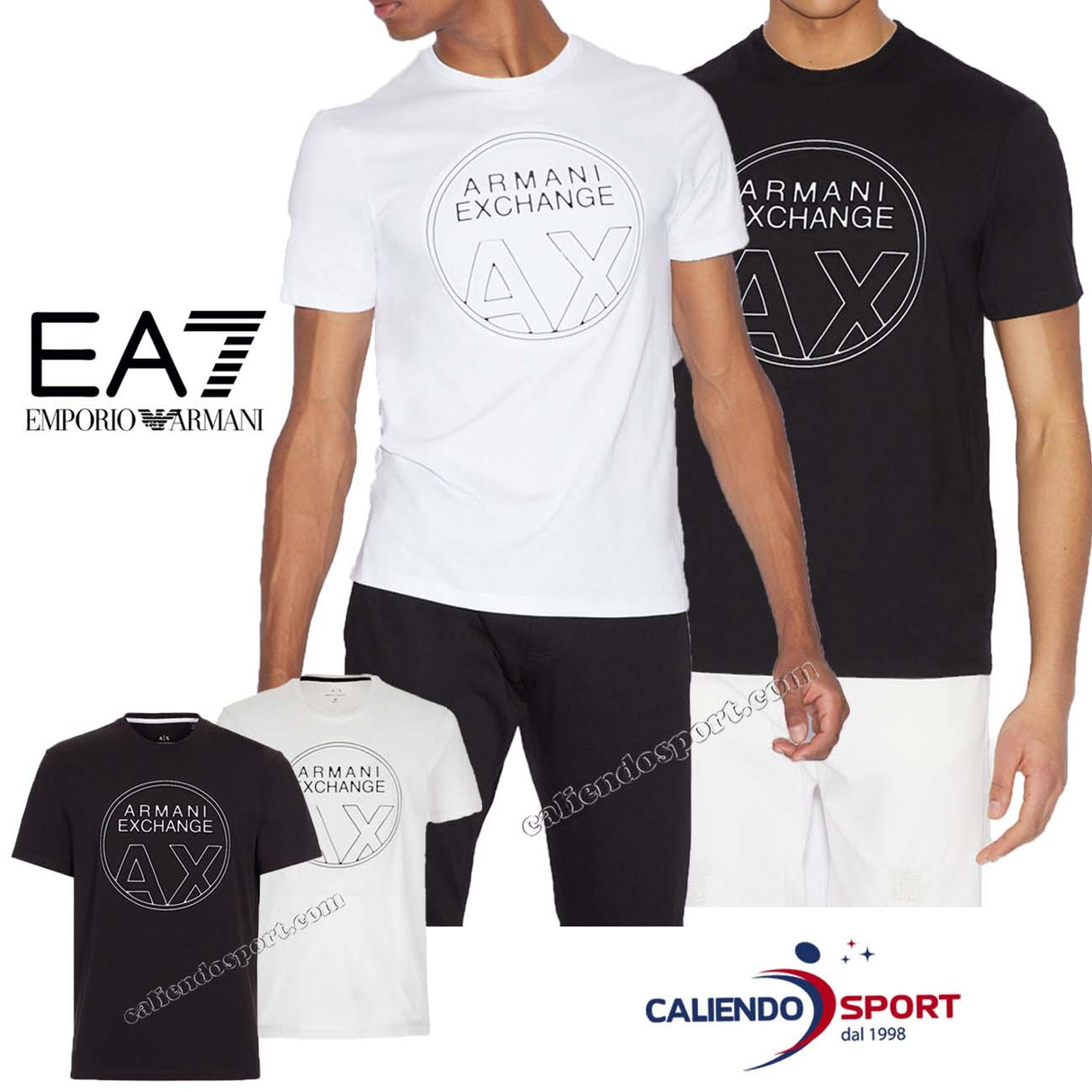 T-SHIRT ARMANI UOMO 3GZTBA NERO BIANCO COTONE STAMPA