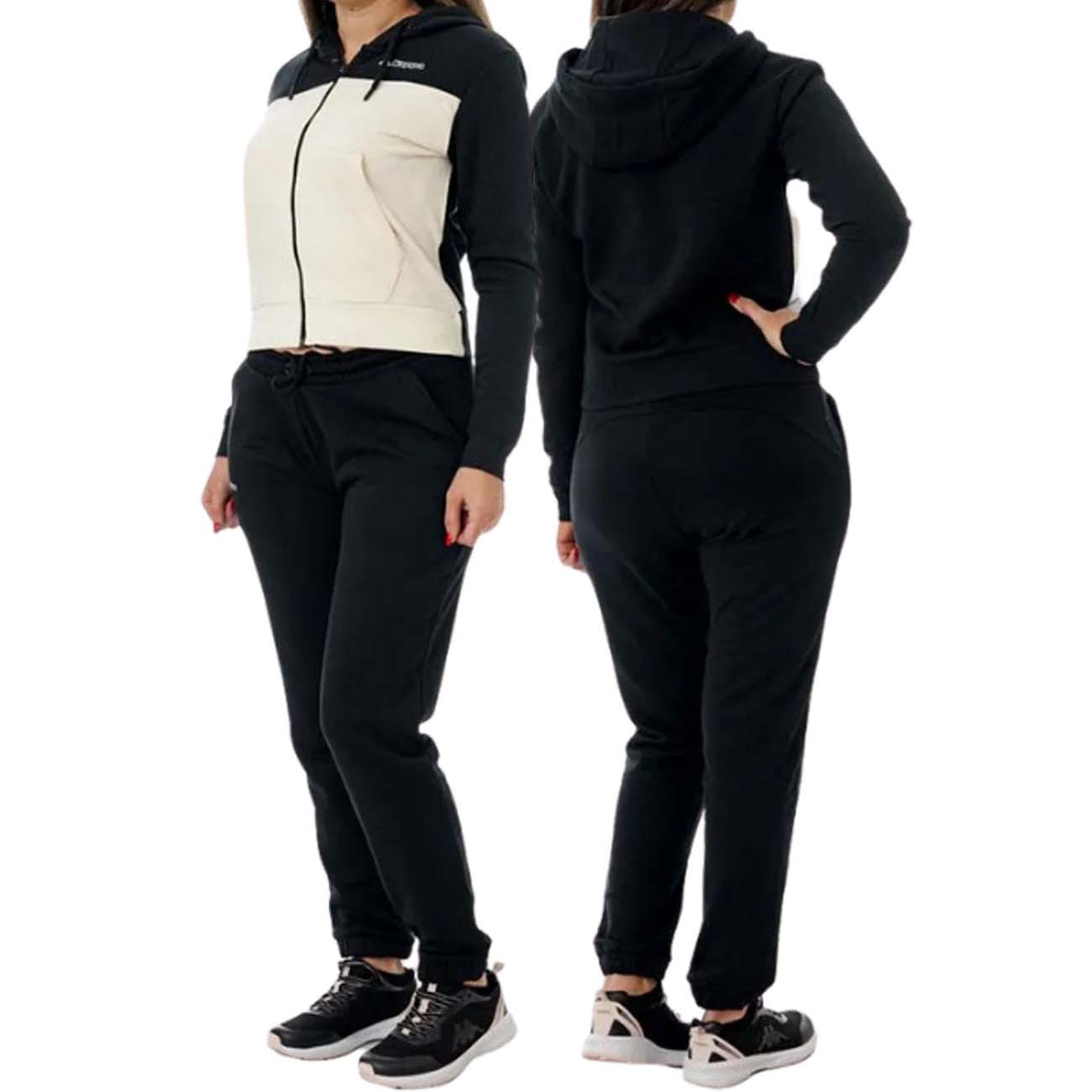 TUTA DONNA KAPPA 331R2PW A09 LOGO FESA NERO FELPATA