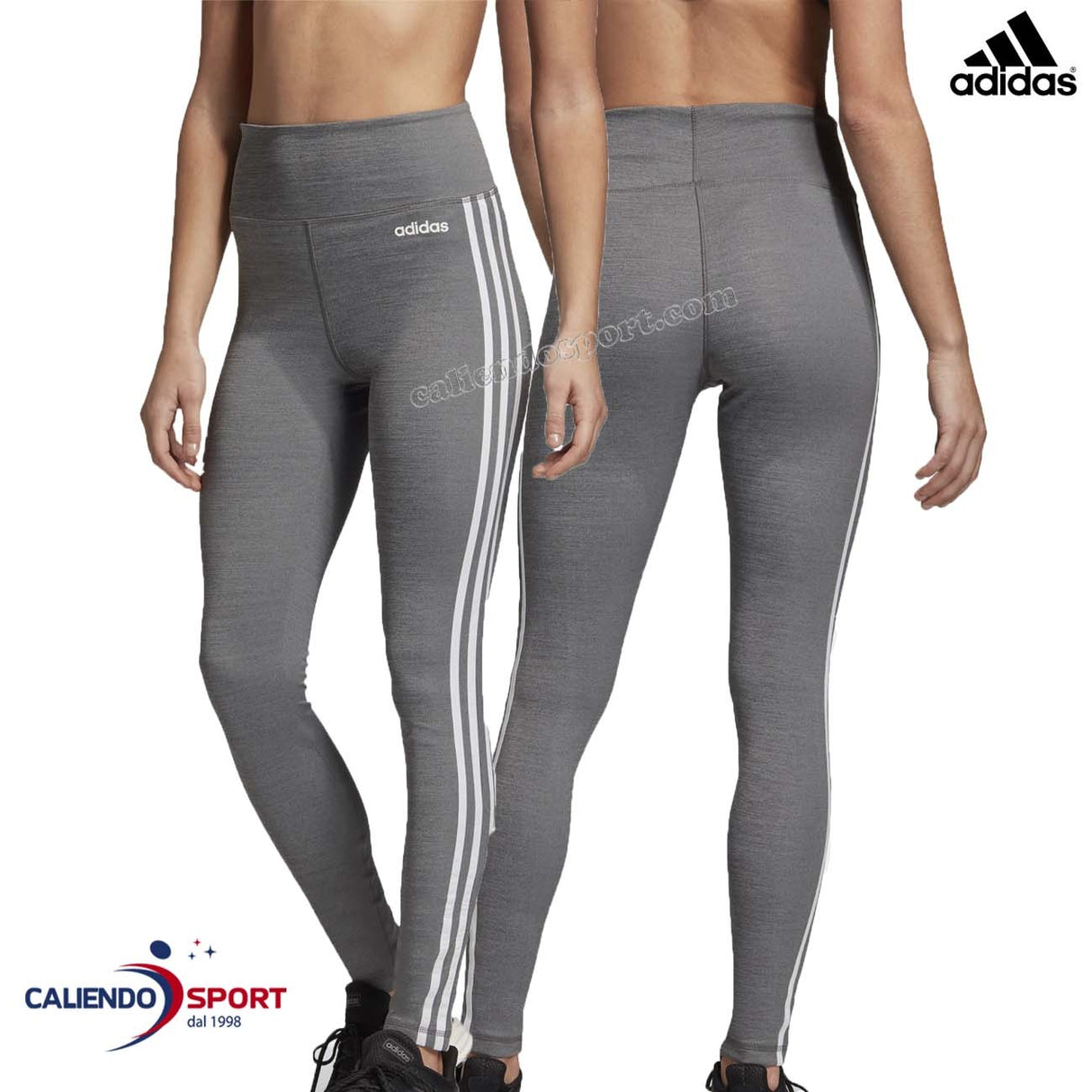 LEGGINGS TAILLE HAUTE ADIDAS FI0830 GRIS DESIGN 2 MOVE 3 BANDES