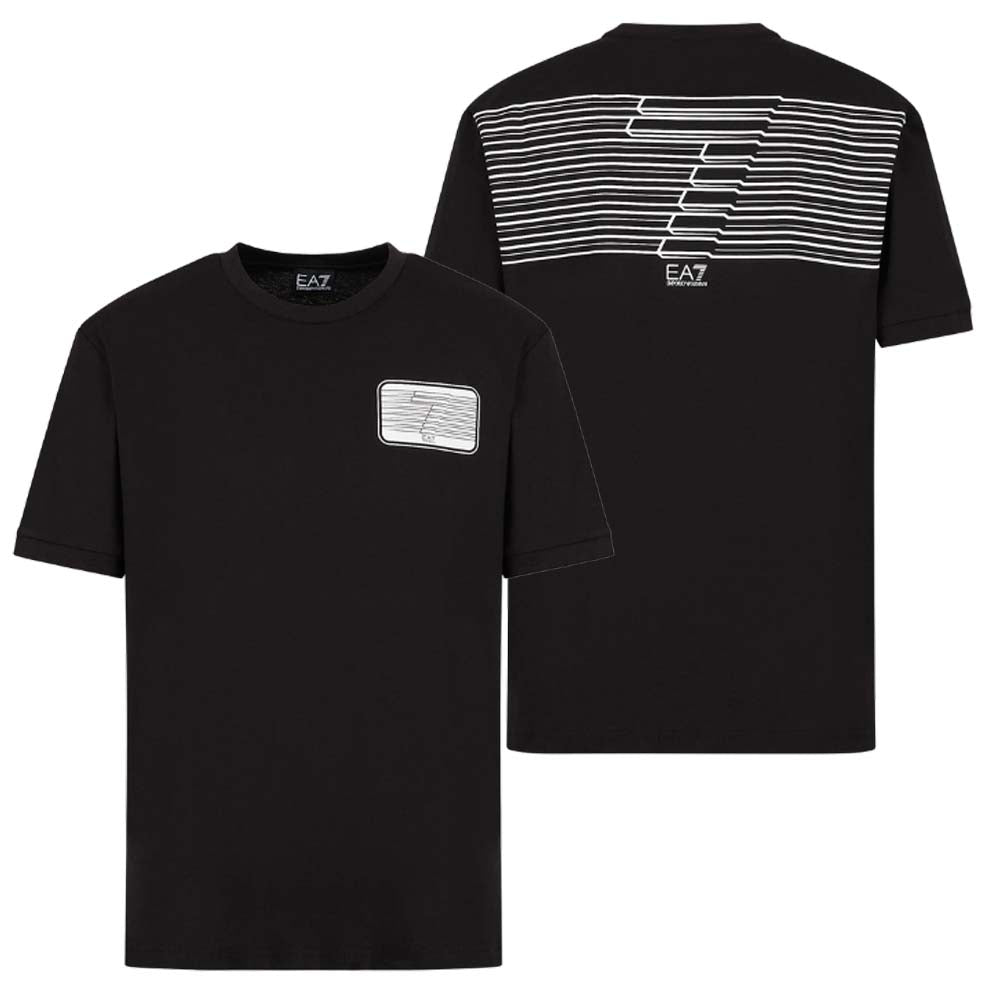 T-SHIRT EN COTON NOIR ET BLANC ARMANI EA7 3RPT51 PJ02Z