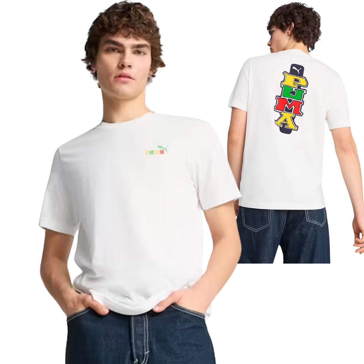 T-SHIRT PUMA 684832 02 GRAFICA RETRO COTONE BIANCO