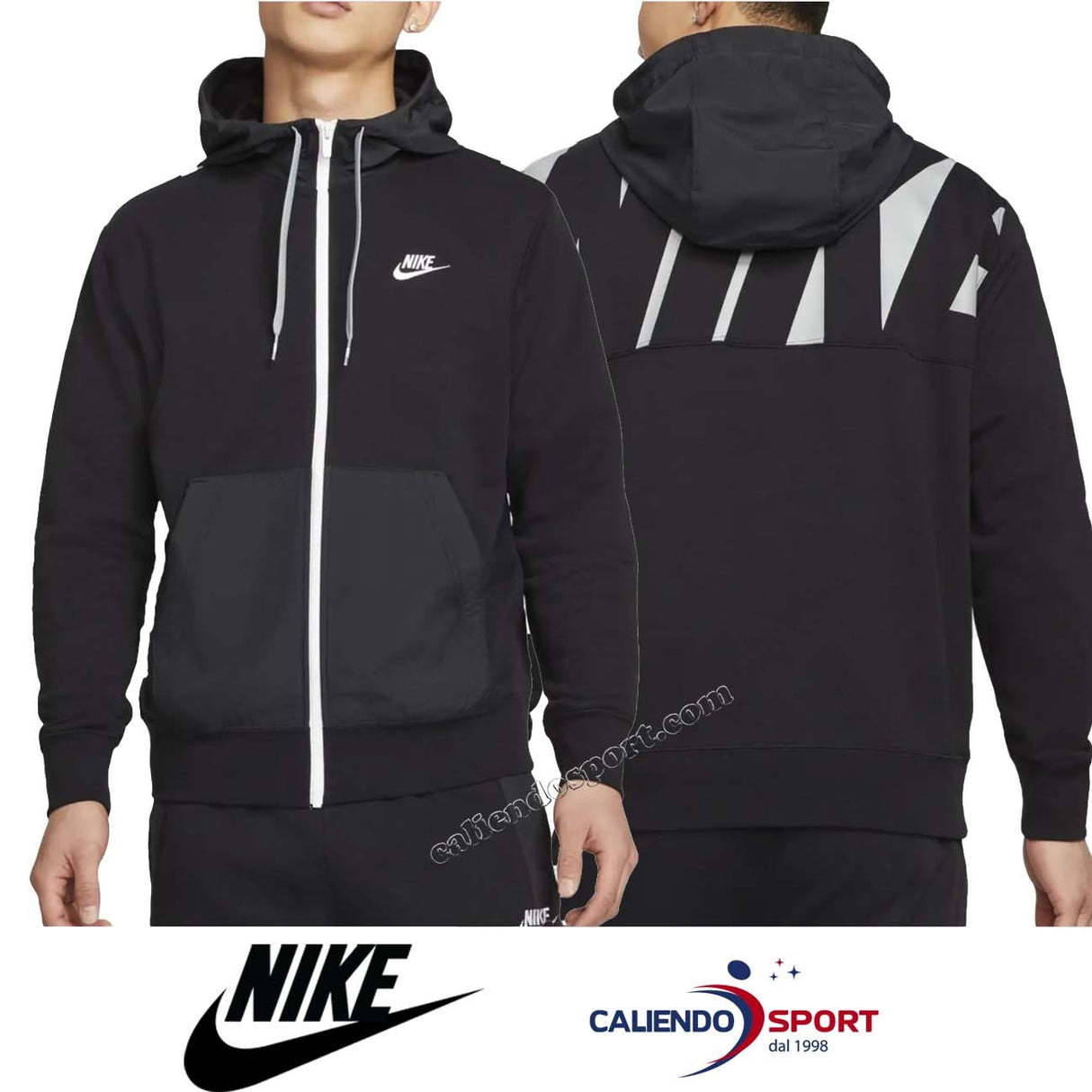 FELPA NIKE CZ9944 010 FULL ZIP COTONE NERO