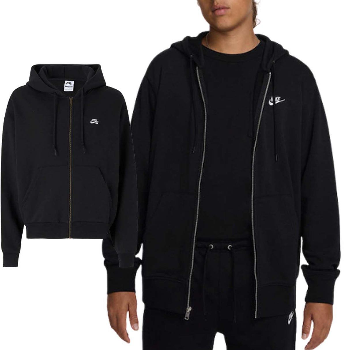 FELPA NIKE FN3884 010 CLUB NERO COTONE GARZATO