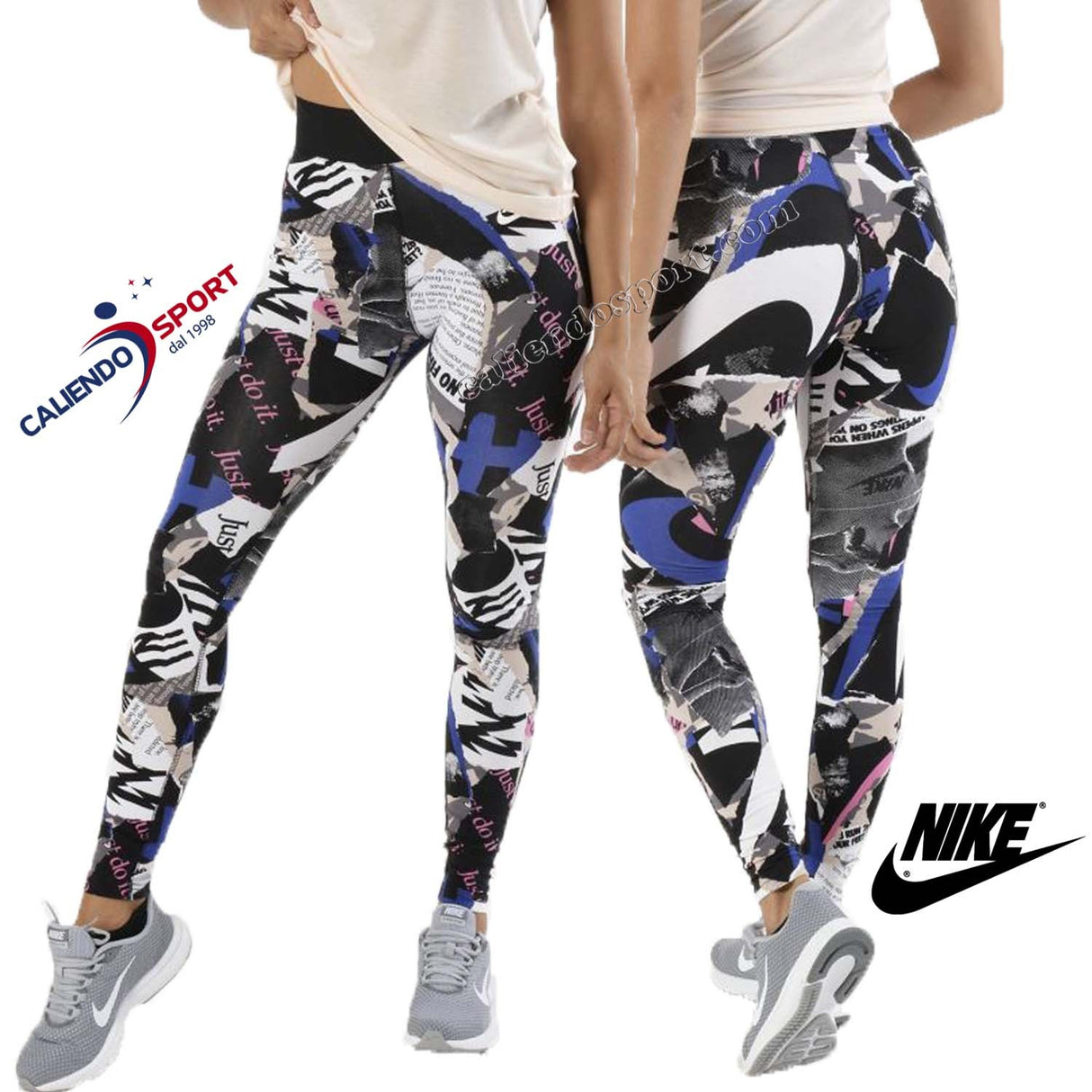 LEGGINGS DONNA NIKE AH8211 008 Newsprint SPORT PALESTRA CORSA RUNNING FANTASIA