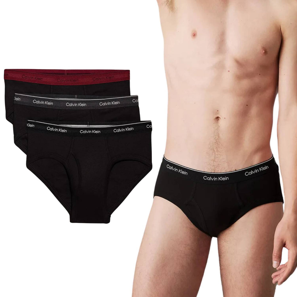 SLIP UOMO CALVIN CLEIN 000NB3998A-PRU 3 PEZZI COTTON CLASSIC