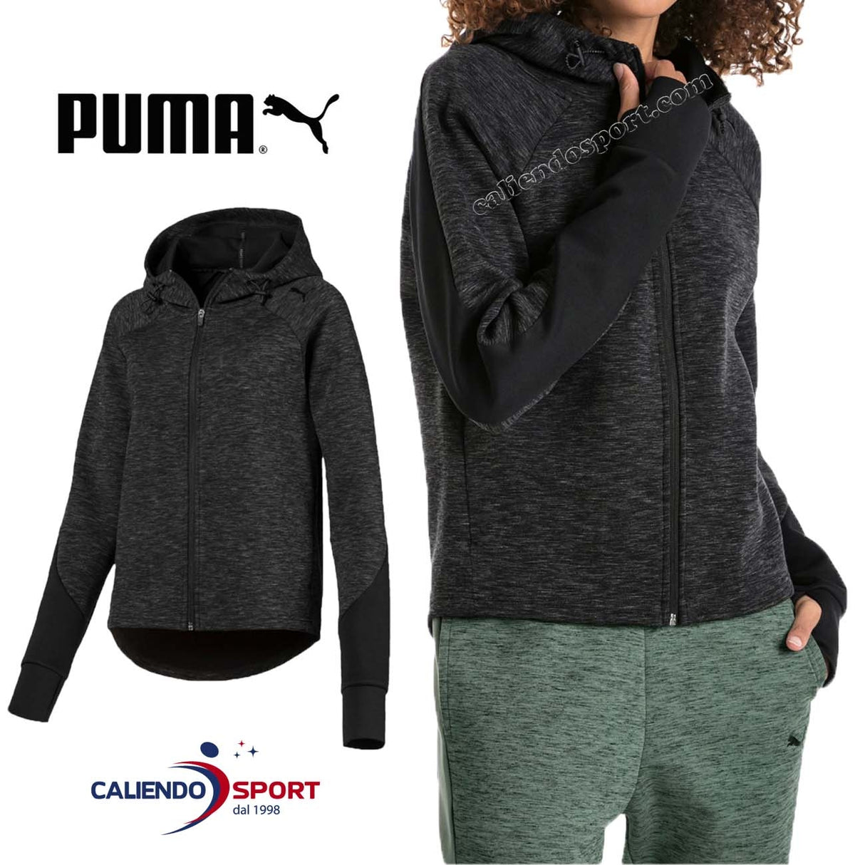 PUMA 851903 01 EVOSTRIPE FULL ZIP GREY SWEATSHIRT