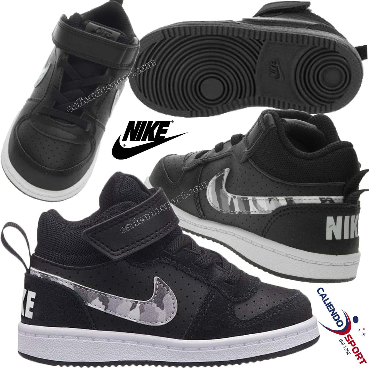 Nike Shoes BIMBO 870027 008 BLACK BOY Court Borough Mid (Td) HIGH NECK