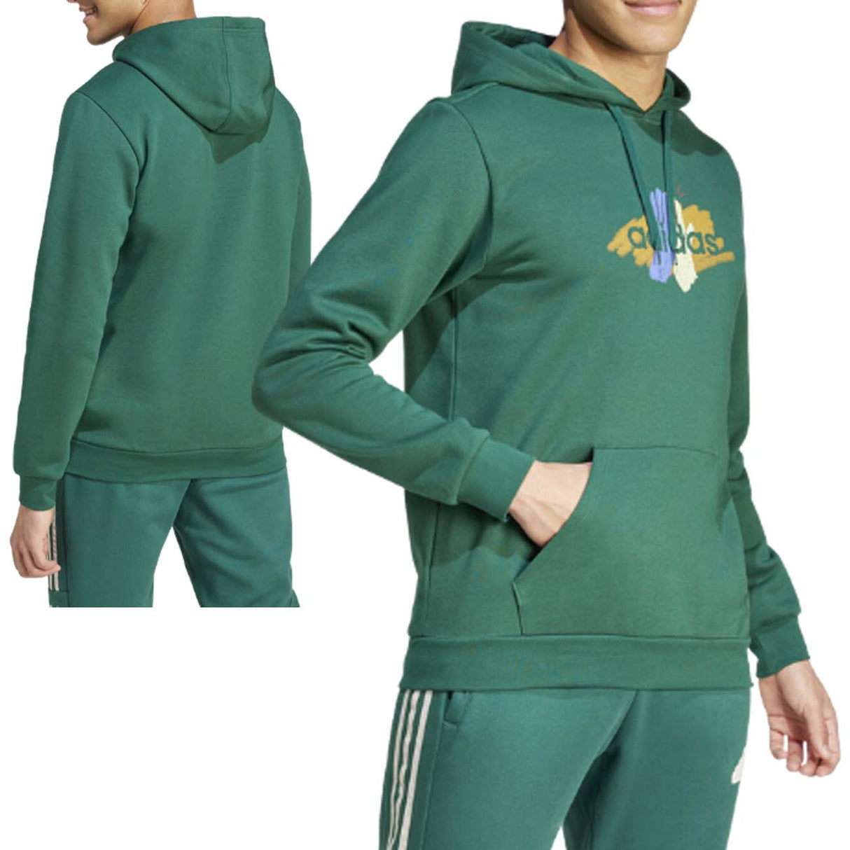 FELPA ADIDAS IW2641 CODES GRAPHIC COTONE FELPATO VERDE