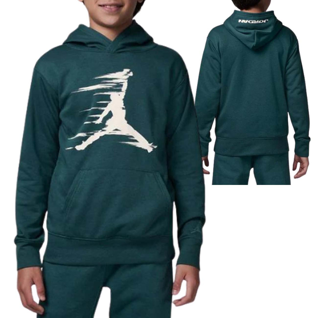 FELPA RAGAZZI JORDAN 95D384 EI8 VERDE COTONE GARZATO