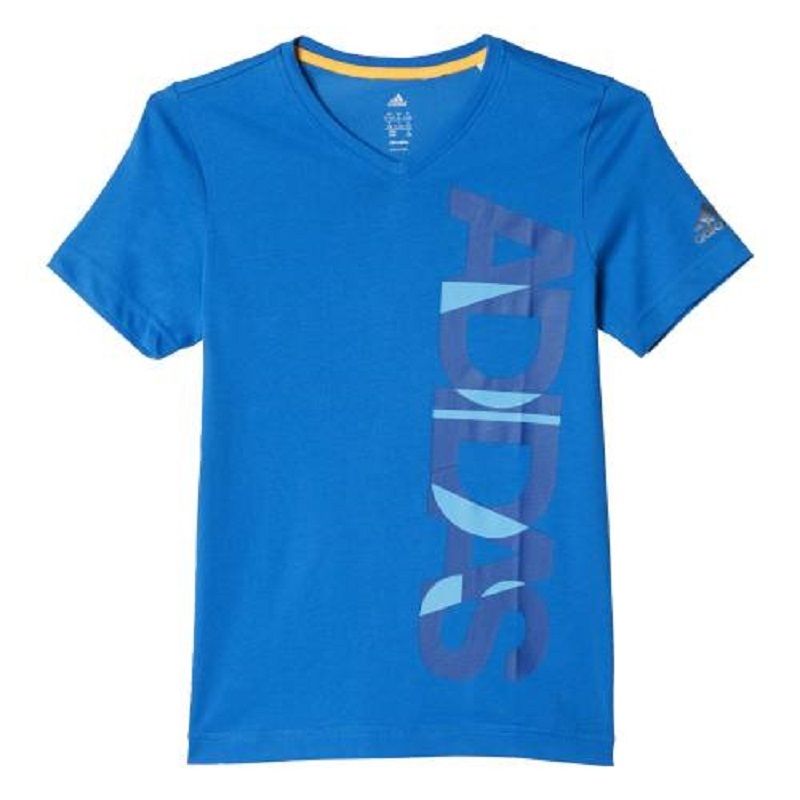 Adidas Kids T-shirt Cotton Summer WHITE BLUE 11/12 AK2731 AI5686