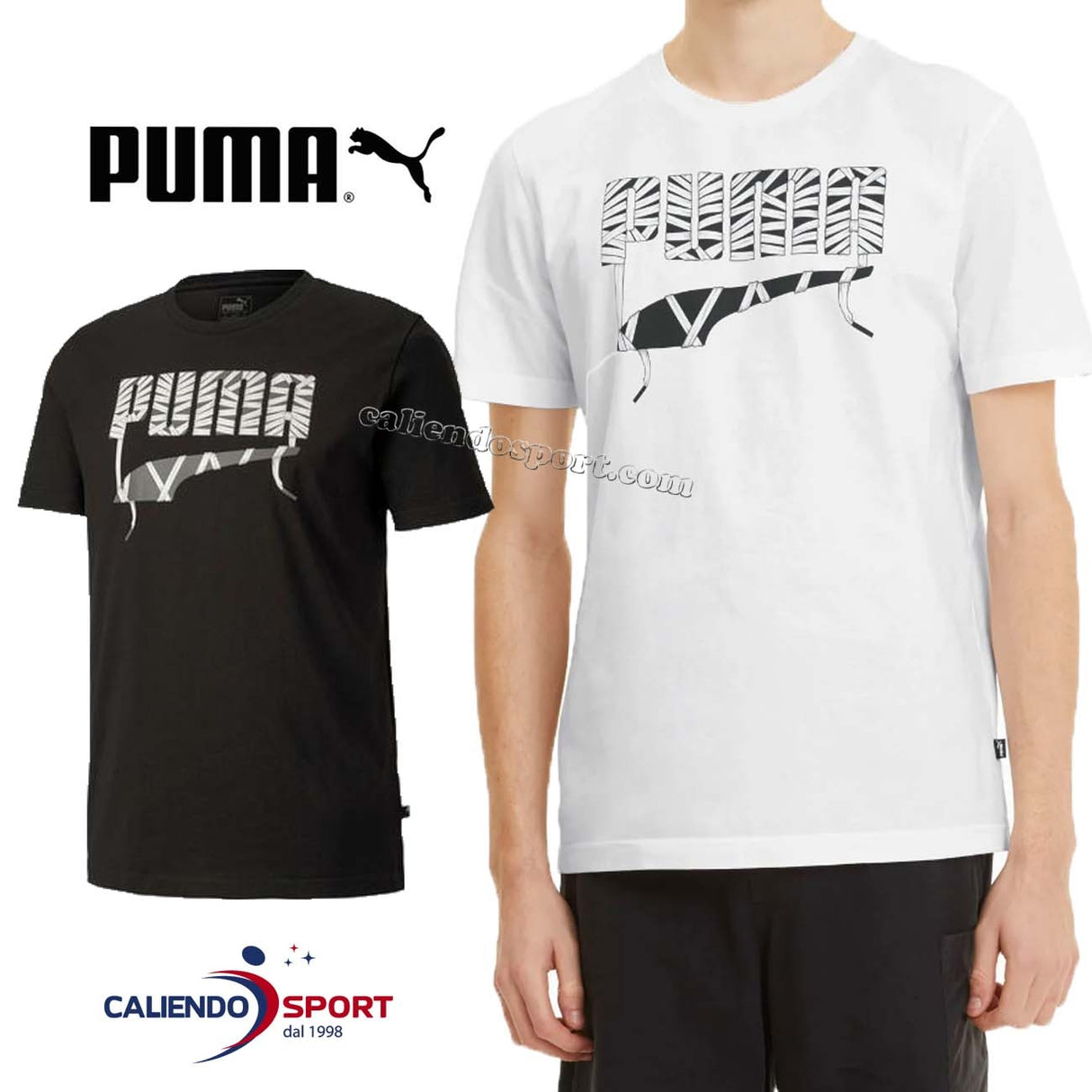 T-SHIRT PUMA 581912 02 BLANC NOIR COL ROND
