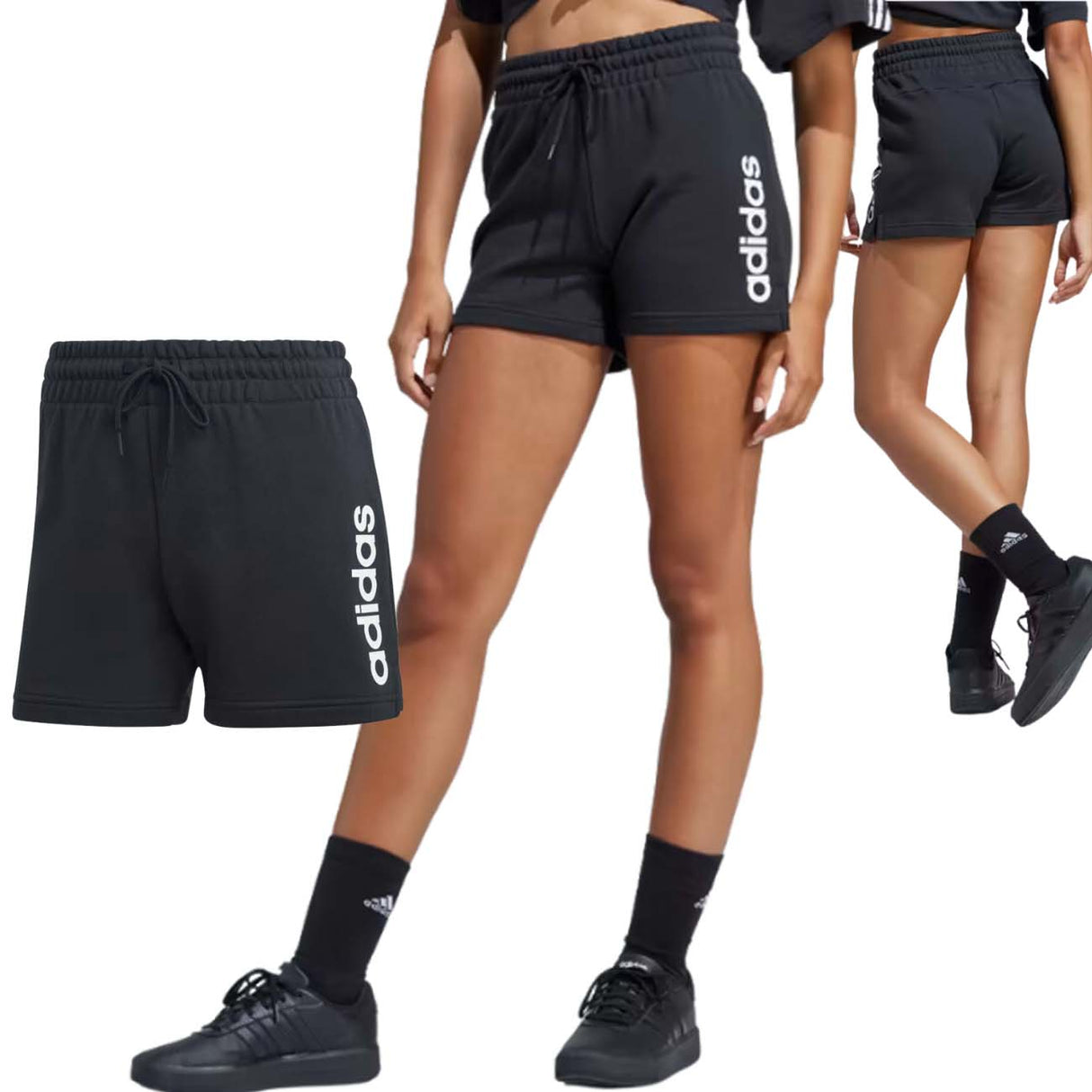 PANTALONCINO DONNA ADIDAS IC4442 LINEAR NERO COTONE