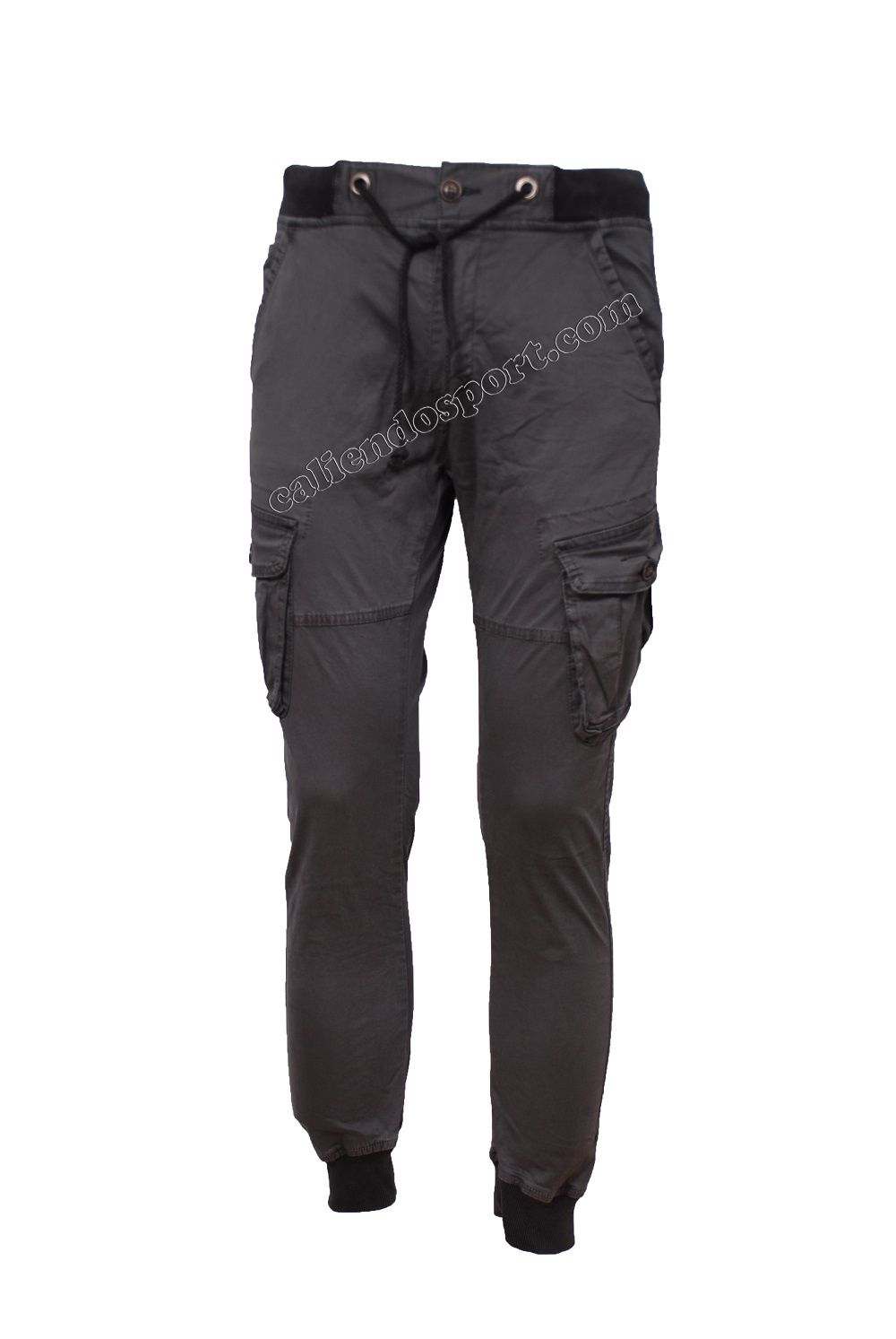 GREY GREEN COTTON POCKET TROUSERS WITH CUFFS SPORT CASUAL SPRING SUMMER