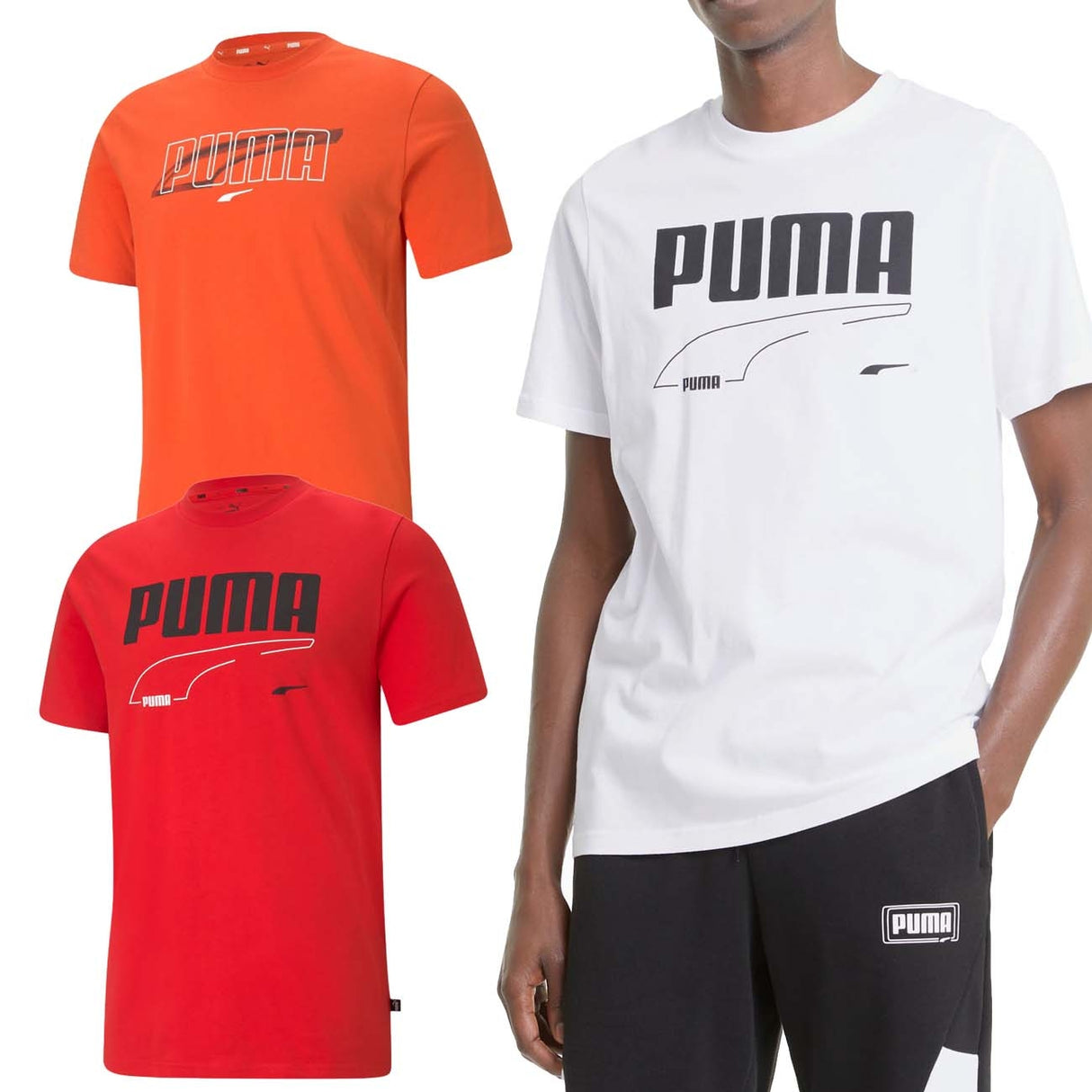 T-SHIRT PUMA 585738 REBEL ROSSO BIANCO COTONE