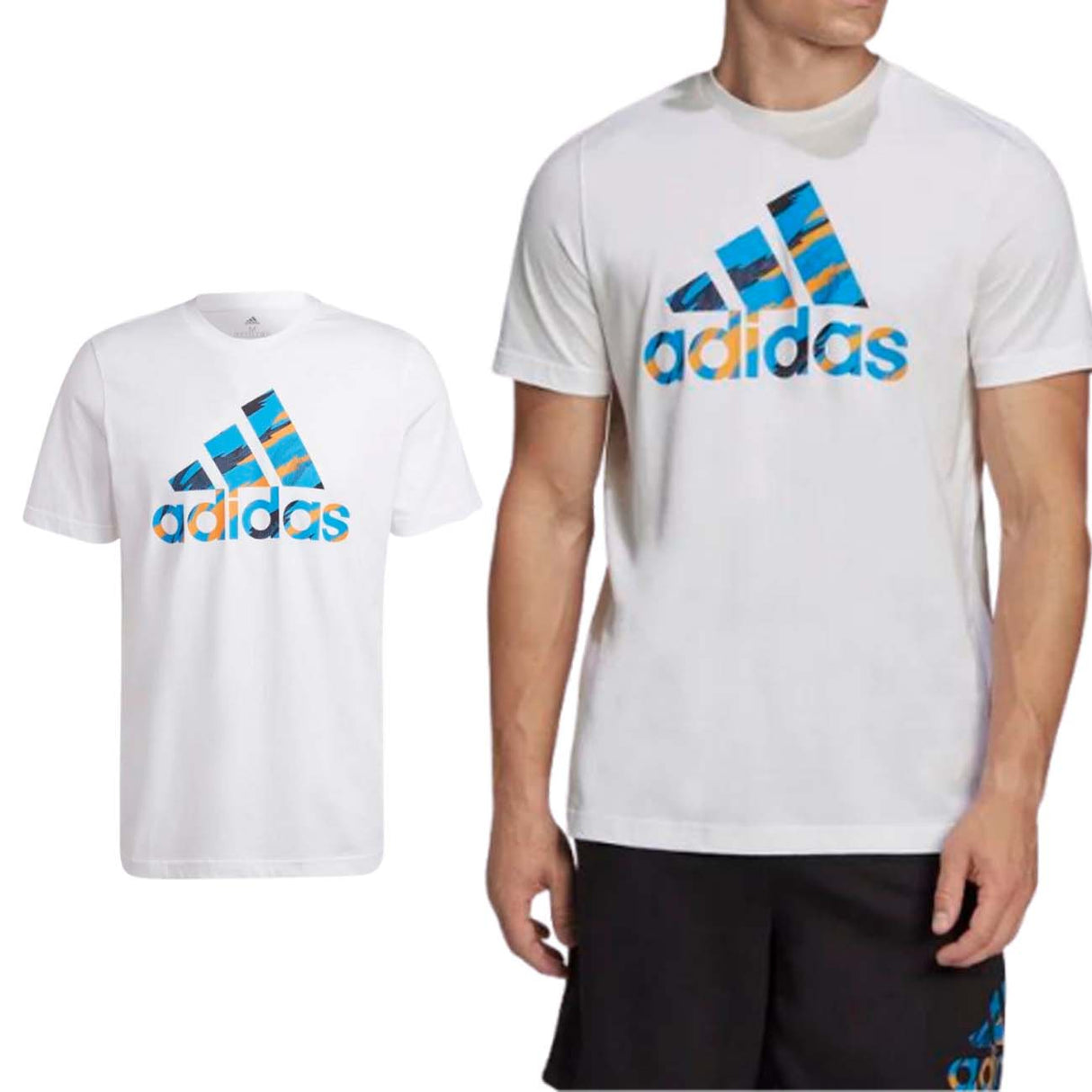 T-SHIRT EN COTON BLANC À IMPRIMÉ CAMOUFLAGE ADIDAS HE4375