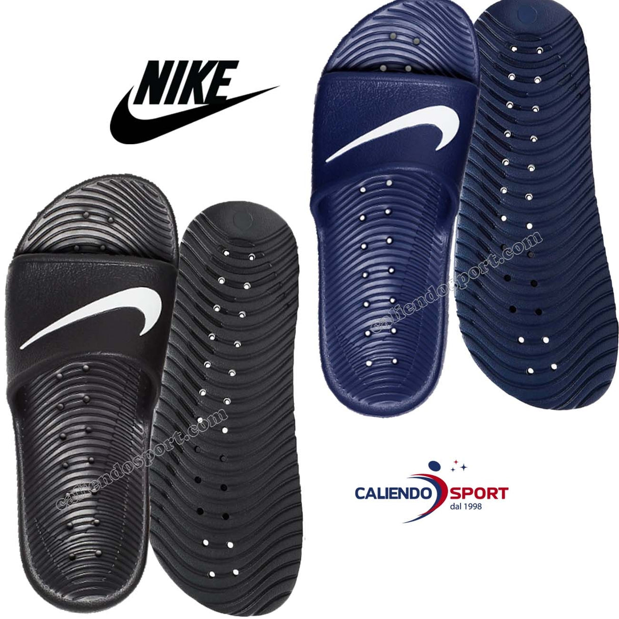 NIKE 832528 001 401 BLUE BLACK KAWA SHOWER SANDALS SLIPPERS