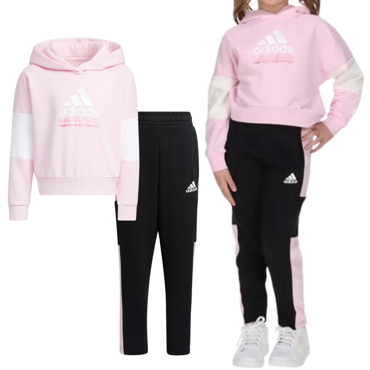 TUTA BAMBINE ADIDAS HZ7078 BIG LOGO COTONE ARZATO