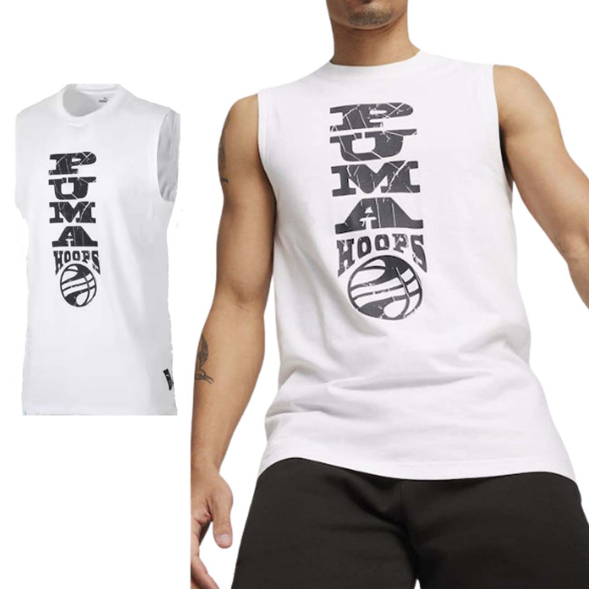 SMANICATO PUMA 624829 02 BASKET COTONE BIANCO