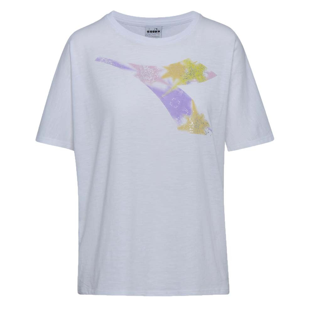 T-SHIRT DIADORA DONNA 174276 BIANCO BLU COTONE MEZZA MANICA