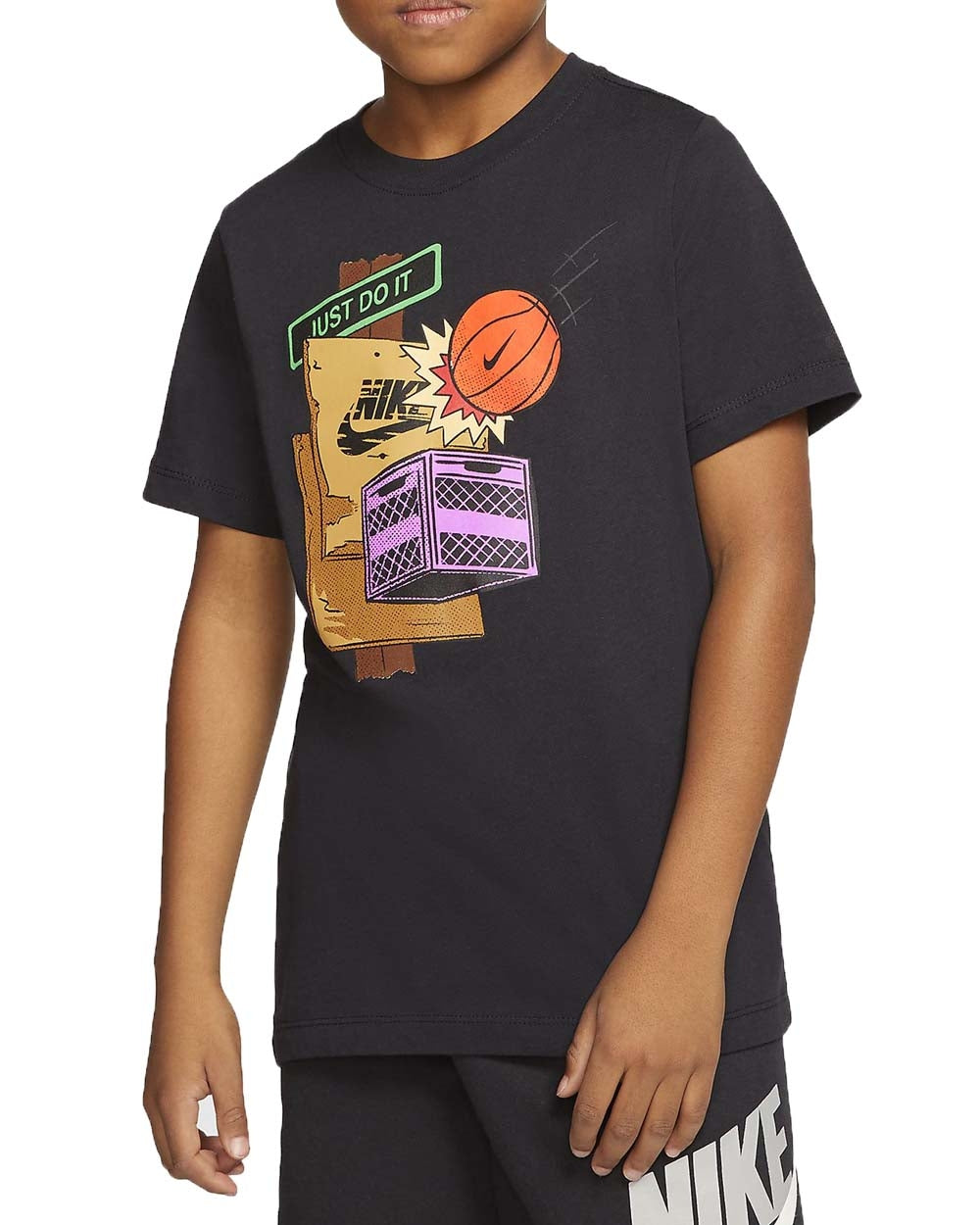 T-SHIRT NIKE GARÇON CT2646 NOIR BLANC COTON