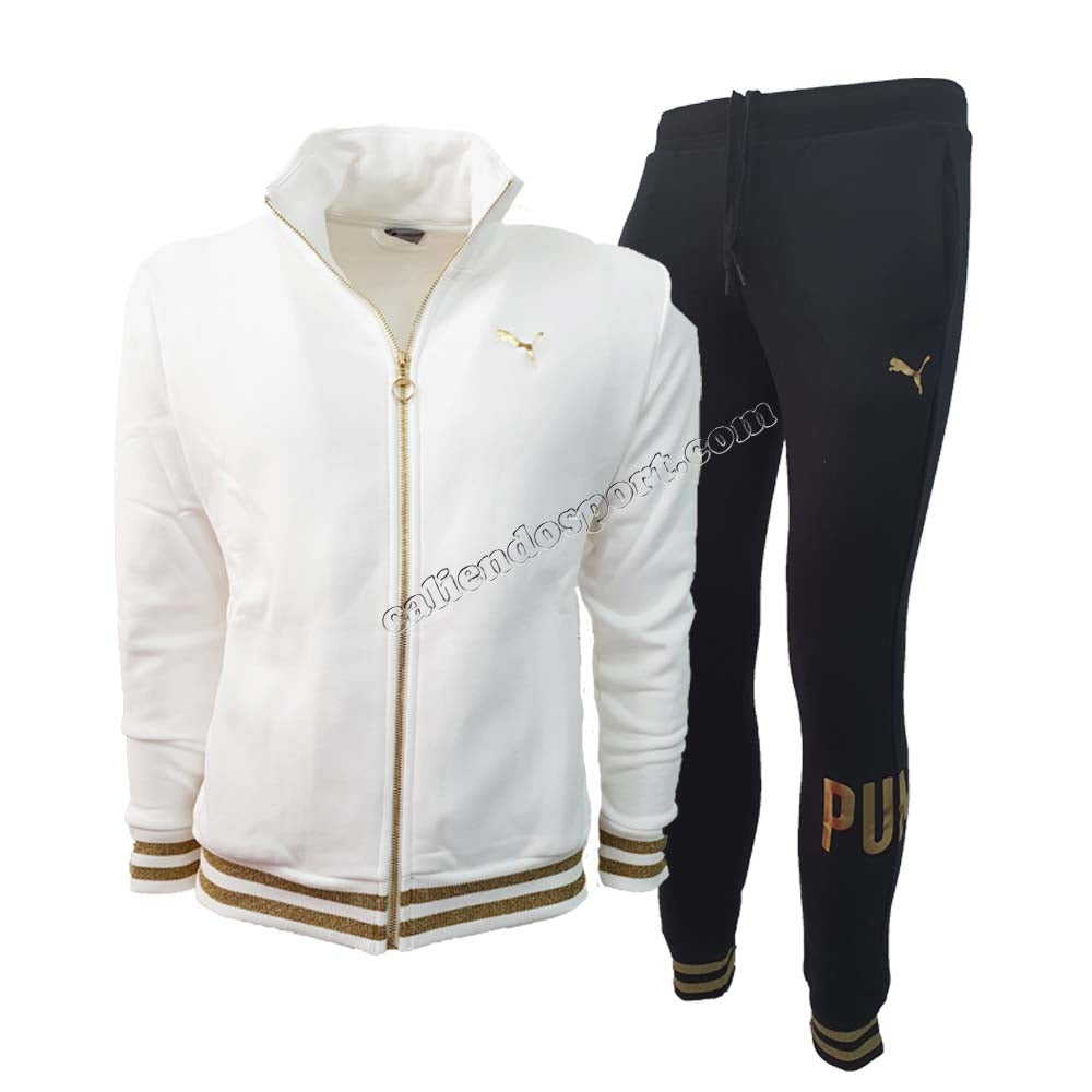 SURVÊTEMENT FEMME PUMA 585729 POLAIRE DE COTON NOIR BLANC