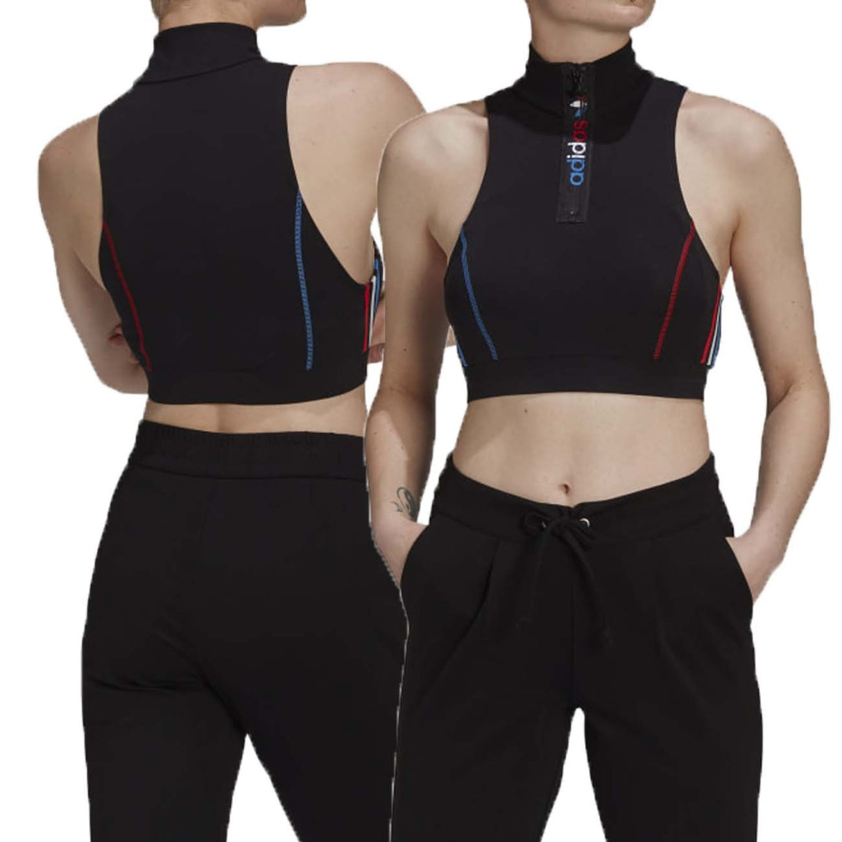 TOP ADIDAS DONNA GN2835 ADICOLOR TRICOLOR HALF-ZIP
