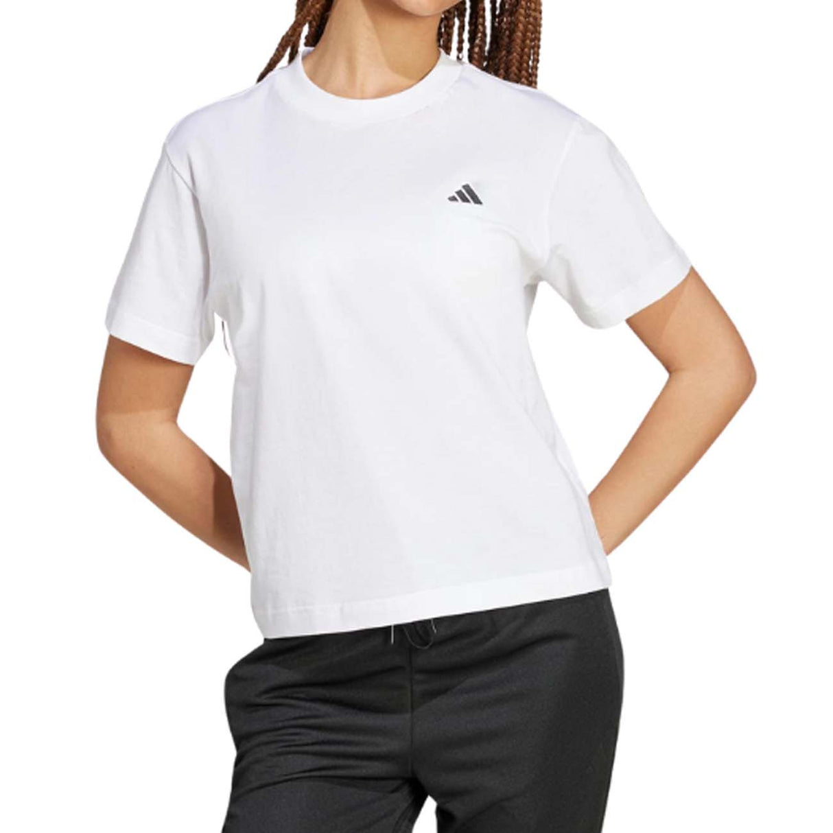 T-SHIRT DONNA ADIDAS JH3693 ESSNTIALS CORTA BIANCO COTONE