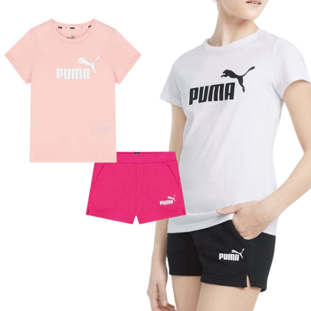 COMPLETO BAMBINA PUMA 846936 PANTALONCINO+T-SHIRT COTONE