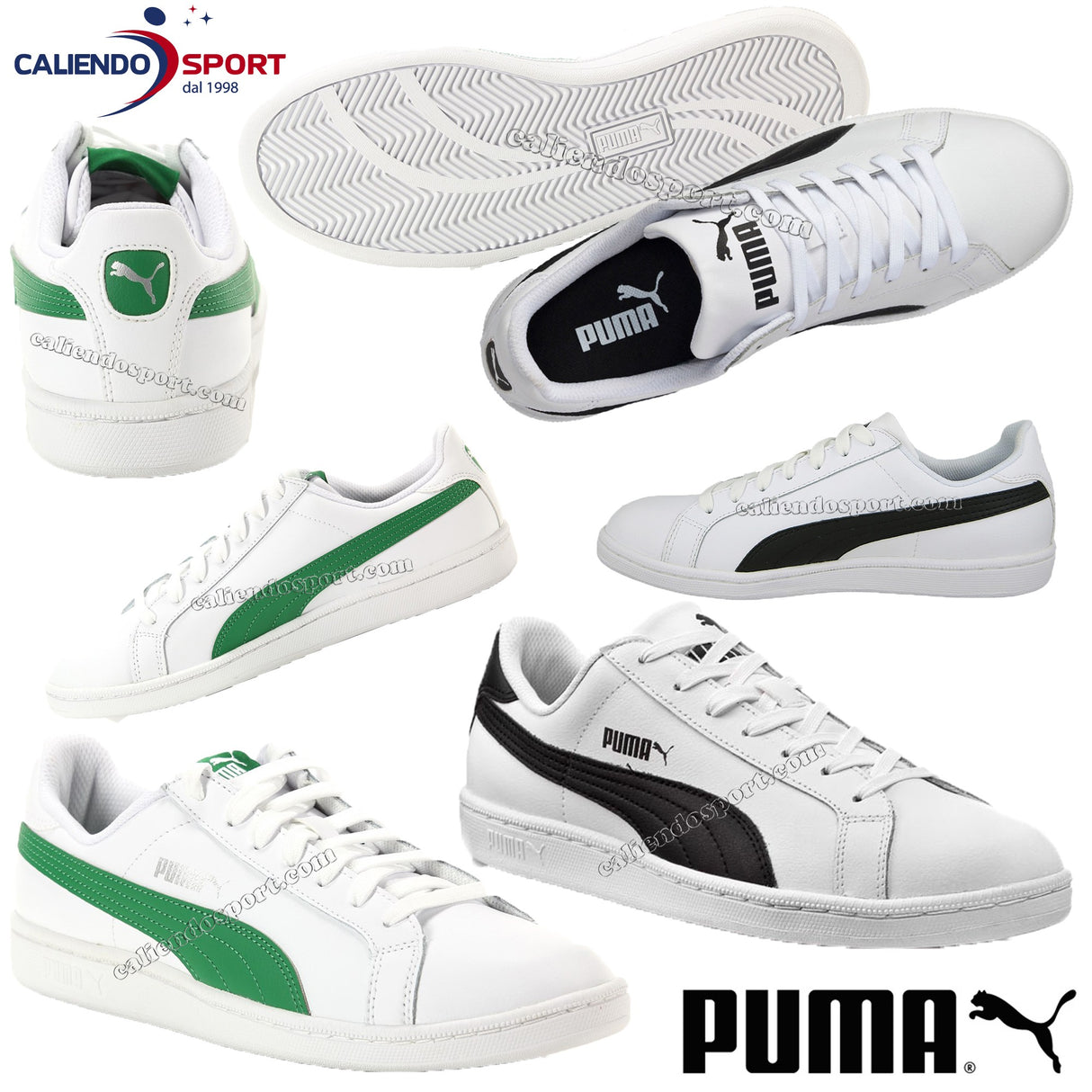 CHAUSSURES PUMA SMASH L POUR HOMMES 356722 11 356722 22 BLANC VERT BLANC NOIR SNAKERS