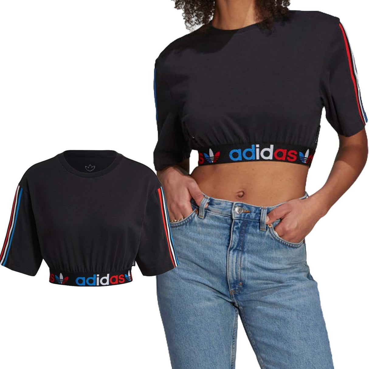 T-SHIRT COURT TRICOLORE ADIDAS GN2932 ADICOLOR PRIMEBLUE