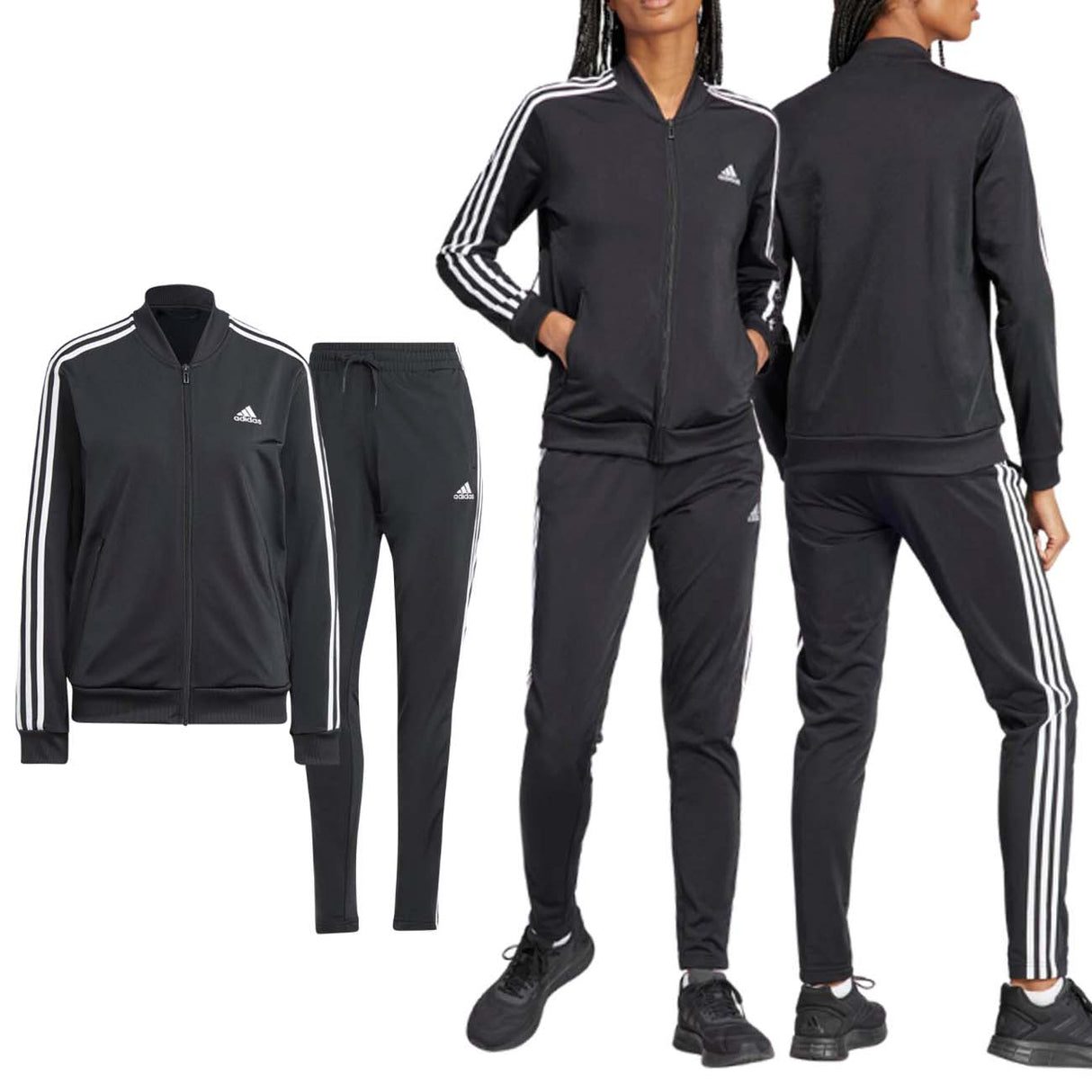 TUTA ADIDAS IJ8781 ESSENTIALS 3 STRISCE ACETATO NERO