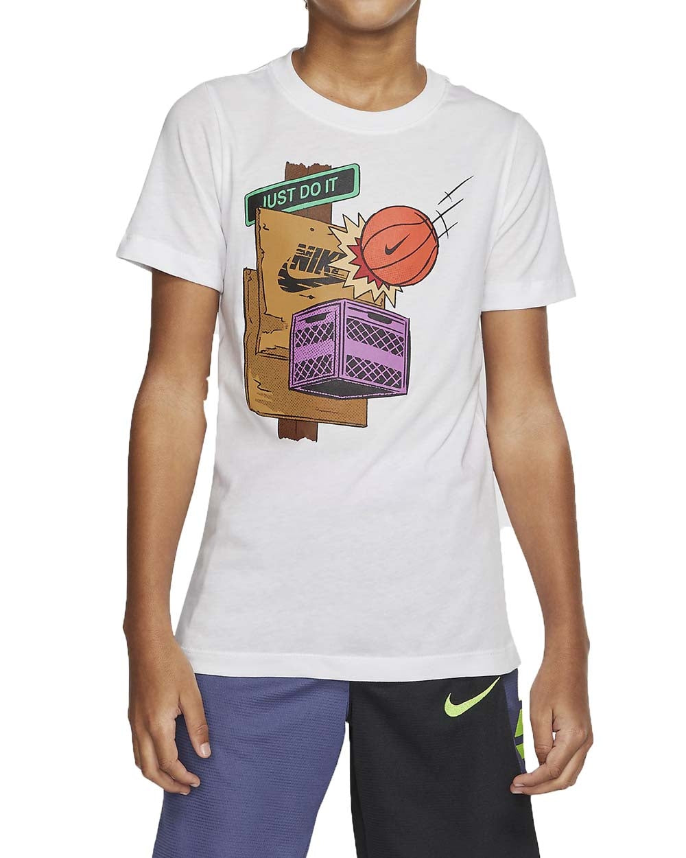 T-SHIRT NIKE GARÇON CT2646 NOIR BLANC COTON