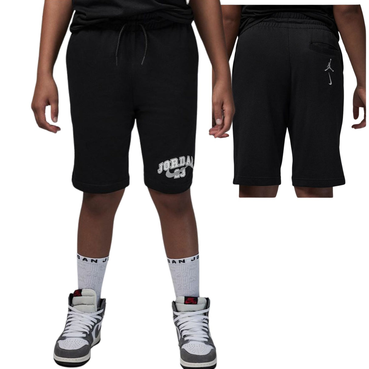 PANTALONCINO RAGAZZI JORDAN 95F051 023 COTONE GARZATO NERO