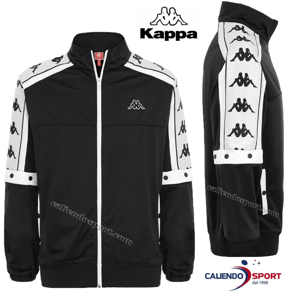 FELPA KAPPA 3031T90 903 NERO BIANCO 222 BANDA 10 ARANY ACETATO