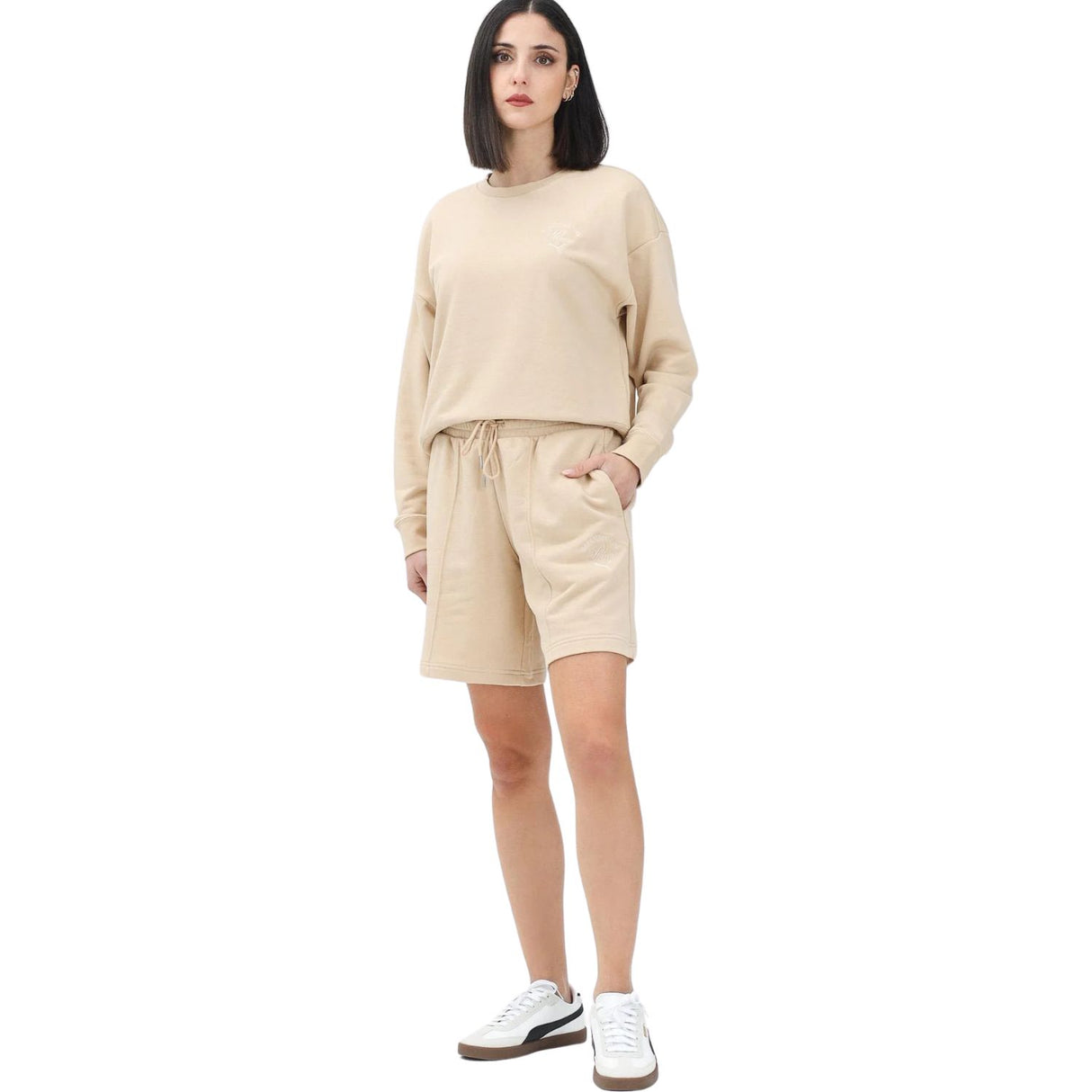 PANTALONCINO DONNA PUMA 633189 34 RELAXED GRAPHIC BEIGE