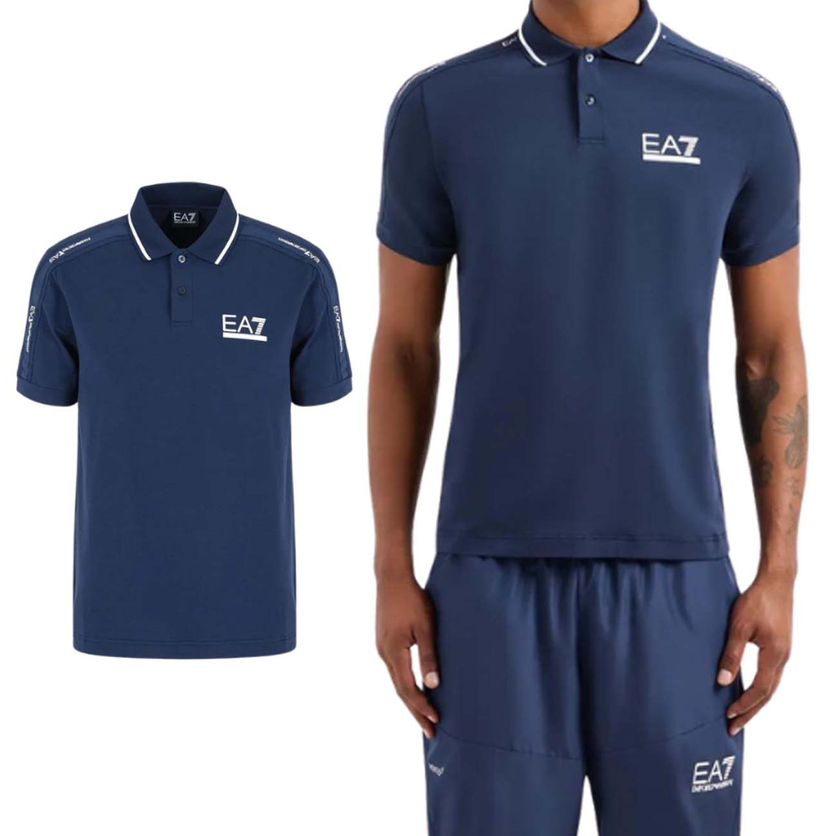 POLO ARMANI EA7 E24 3DPF20 PJ03Z 1554 COTONE BLU