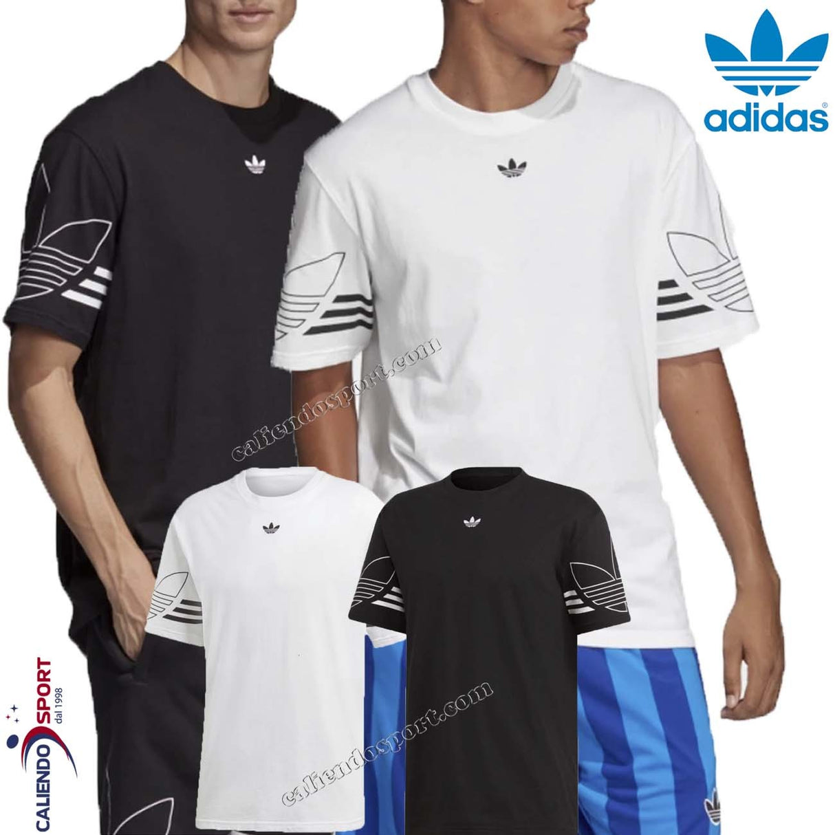 T-SHIRT HOMME EN COTON ADIDAS ORIGINALS DU8145 DU8536 NOIR BLANC
