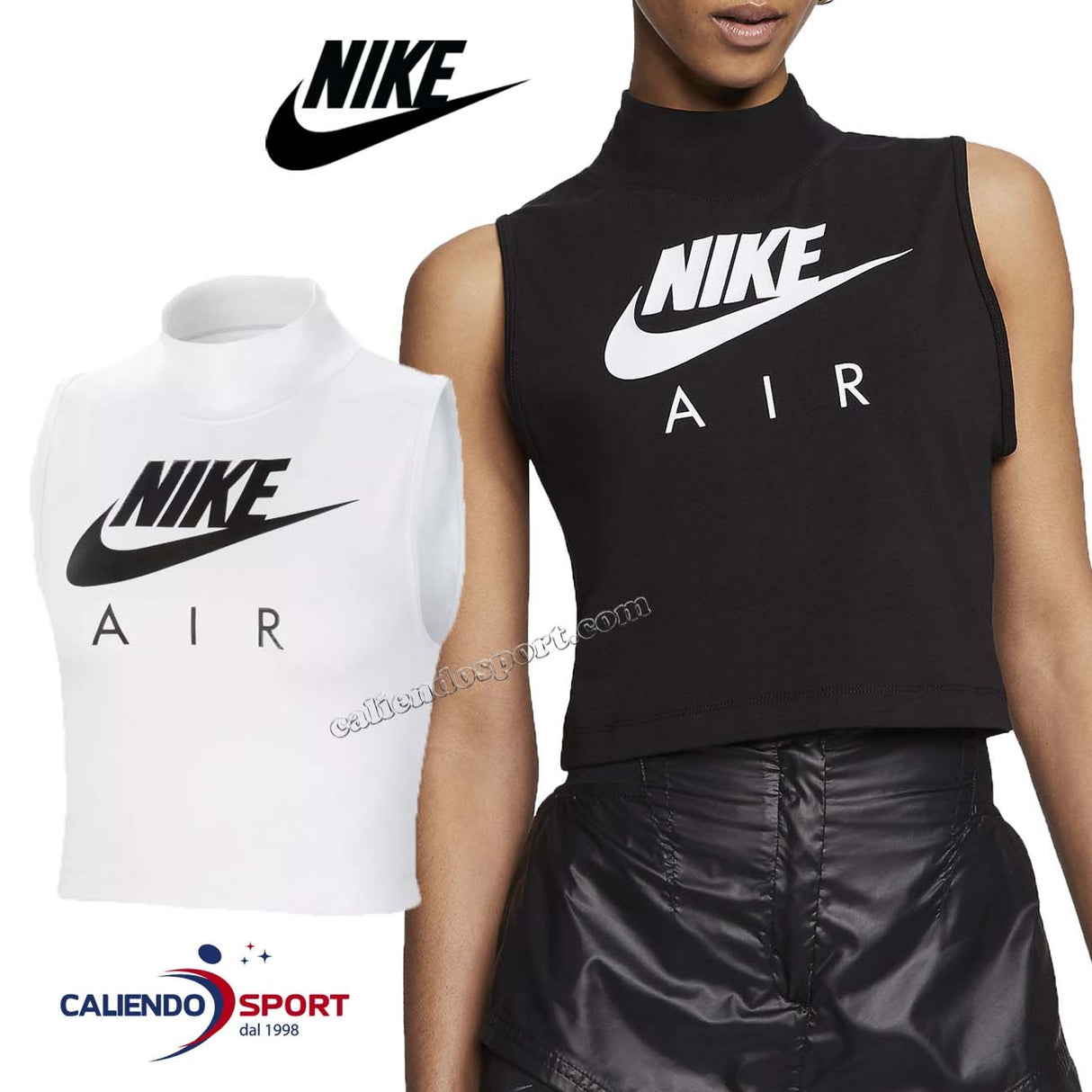 CANOTTA NIKE DONNA CJ3782 010 100 QIR NERO BIANCO