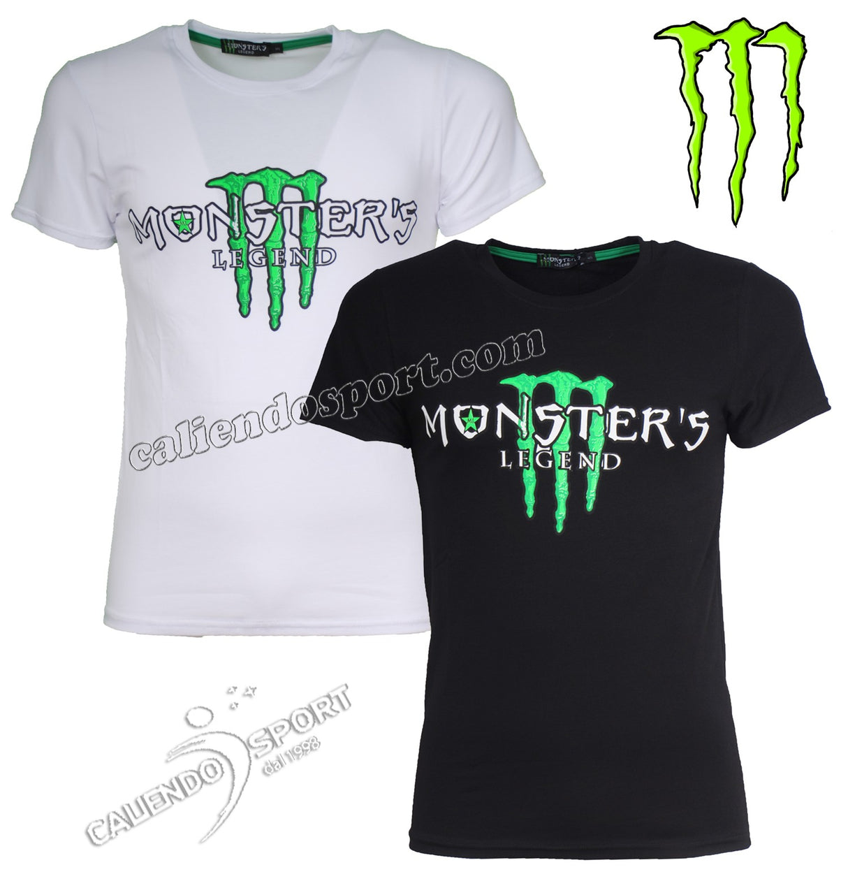 T-SHIRT HOMME MONSTER'S LECEND LM 078 NOIR BLANC COTON CASUAL FABRIQUÉ EN ITALIE