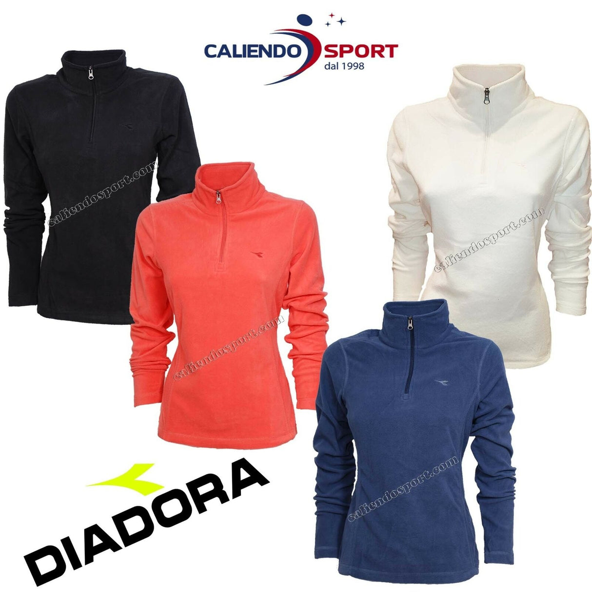 PULL MICRO PILE FEMME DIADORA 172436 DEMI-ZIP BLEU BLANC NOIR ROSE