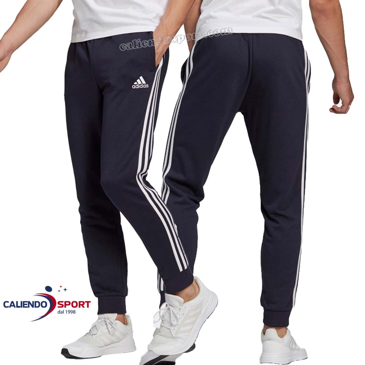 PANTALON ADIDAS GK8888 COTON BLEU ESSENTIAL 3 BANDES