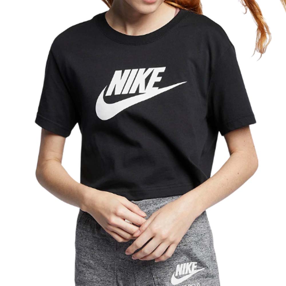 T-SHIRT DONNA NIKE BV6175 CORTA COTONE NERO BIANCO